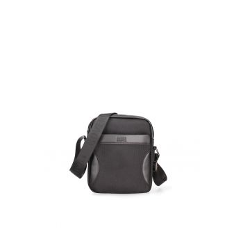 Geanta crossbody cu model uni si insertii din piele ecologica