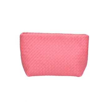 Geanta crossbody de piele cu aspect texturat - Roz