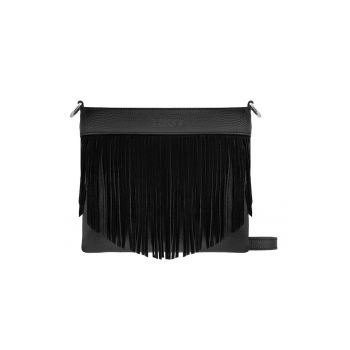 Geanta crossbody de piele cu franjuri