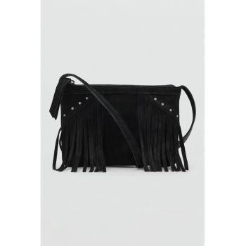 Geanta crossbody de piele cu franjuri