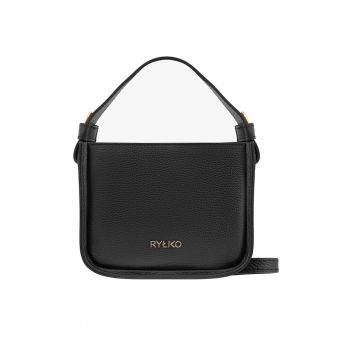 Geanta crossbody de piele cu logo metalic