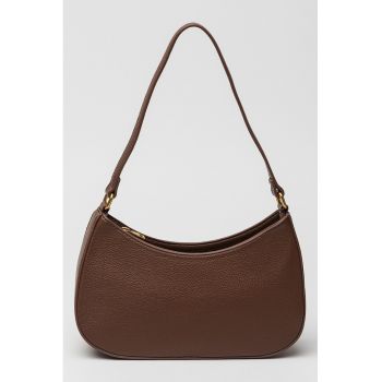 Geanta crossbody de piele ecologica cu bareta detasabile - Maro