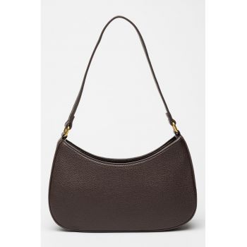 Geanta crossbody de piele ecologica cu bareta detasabile - Maro