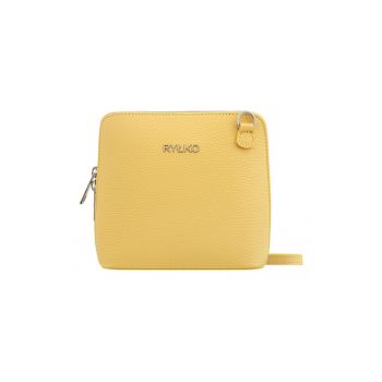 Geanta crossbody din piele - Galben sofran