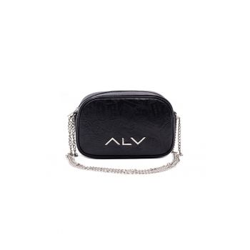 Geanta crossbody din piele cu detaliu logo - Negru