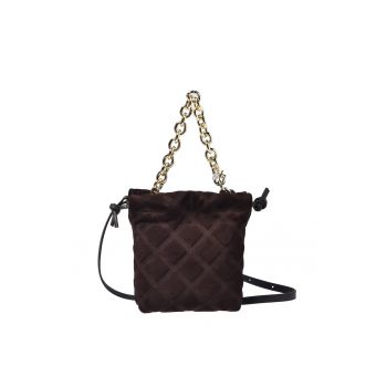 Geanta crossbody din piele intoarsa cu bareta din lant