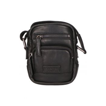 Geanta crossbody unisex de piele cu buzunare multiple