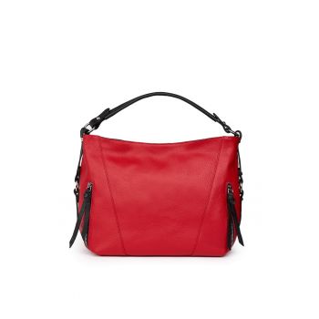 Geanta dama din piele naturala Samira rosu/negru