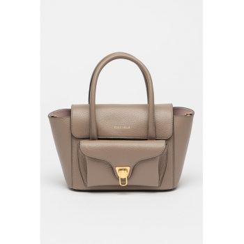 Geanta de piele cu bareta de umar Double Beat