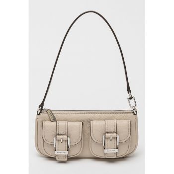 Geanta de piele cu bareta de umar si aspect marmorat Zoe