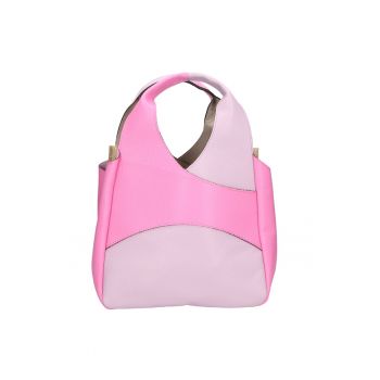 Geanta de piele cu bareta de umar si doua nuante