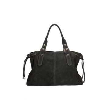 Geanta de piele intoarsa cu doua compartimente