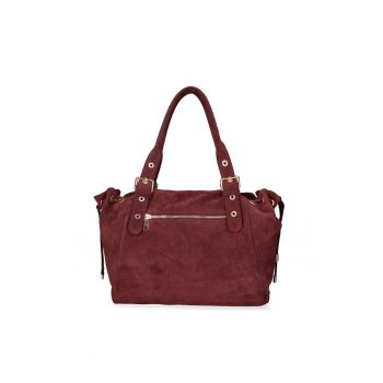 Geanta de piele intoarsa cu doua compartimente