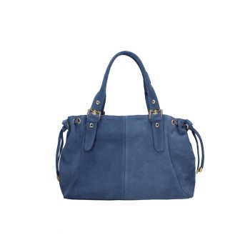 Geanta de piele intoarsa cu doua compartimente