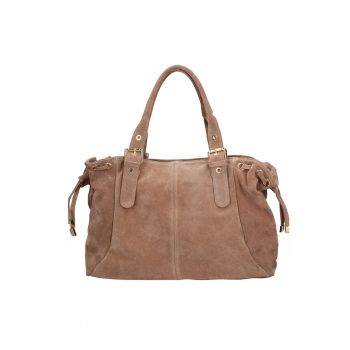 Geanta de piele intoarsa cu doua compartimente