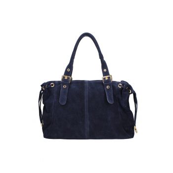 Geanta de piele intoarsa cu doua compartimente