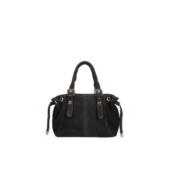 Geanta de piele intoarsa cu fermoar Elara