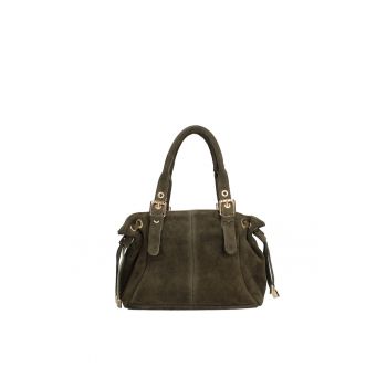 Geanta de piele intoarsa cu fermoar Elara