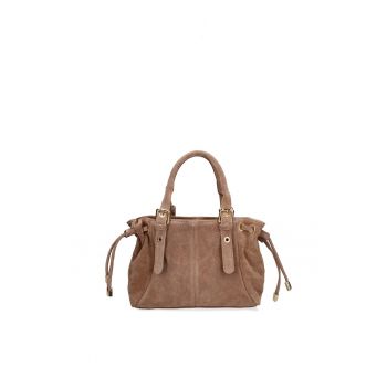 Geanta de piele intoarsa cu fermoar Elara