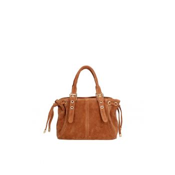 Geanta de piele intoarsa cu fermoar Elara