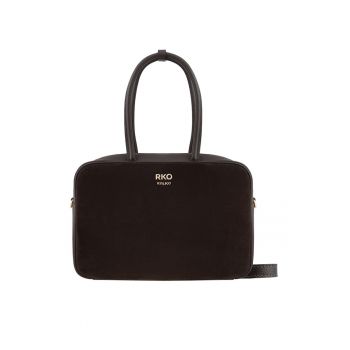 Geanta de piele si piele intoarsa cu bareta de umar