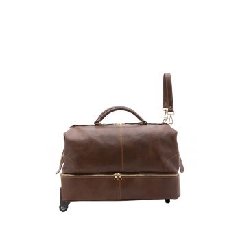 Geanta de voiaj unisex de piele - cu roti