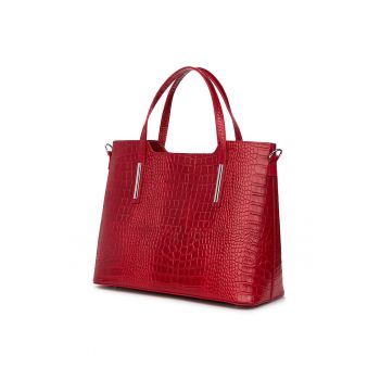 Geanta din piele amprentata Carolina grena