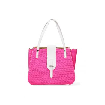 Geanta din piele cu maner - Fucsia