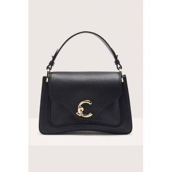 Geanta din piele cu maner si clapa C-Me