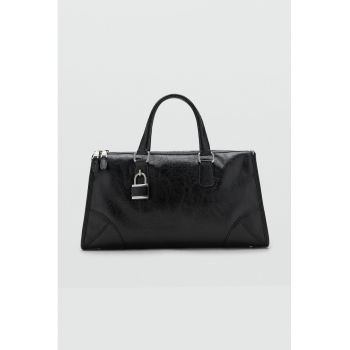 Geanta din piele ecologica cu maner si bareta detasabila de umar