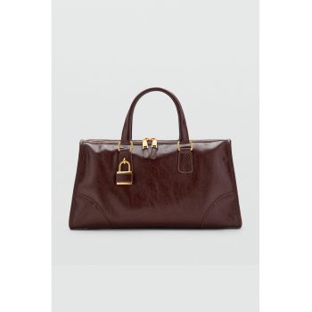 Geanta din piele ecologica cu maner si bareta detasabila de umar