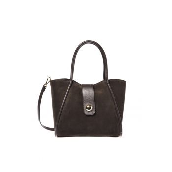 Geanta din piele intoarsa cu bareta de umar detasabila