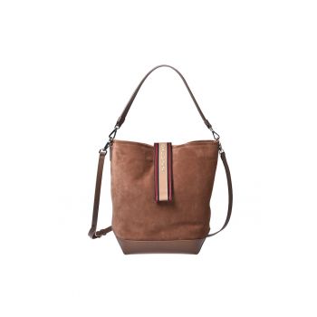 Geanta din piele intoarsa cu bareta de umar