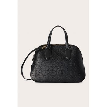 Geanta duffle din piele ecologica cu model gravat