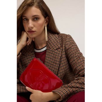 Geanta-plic din piele ecologica cu aspect lacuit