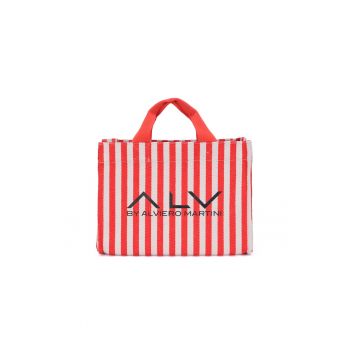 Geanta shopper din material textil cu model - Rosu