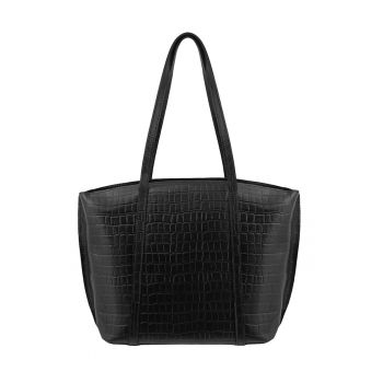 Geanta shopper din piele cu fermoar si model uni