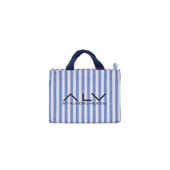 Geanta shopper textila cu model - Albastru deschis