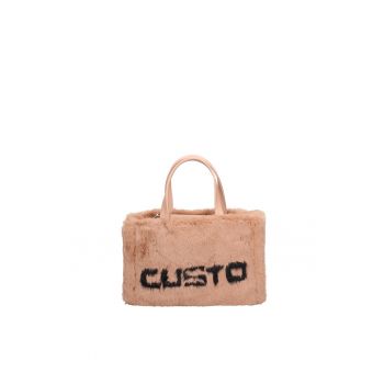 Geanta tote de blana sintetica cu logo