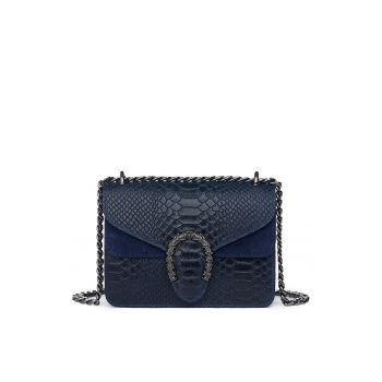 Poseta dama din piele naturala Diane bleumarin