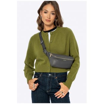 Borseta dama  nylon - gri - cu detalii din piele ecologica - reglabila