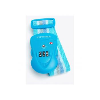 Centura de siguranta bagaj  cu inchidere TSA - poliester - albastru - 120x190cm