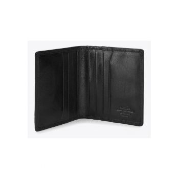 Etui din piele pentru carduri  Arizona - 3 compartimente - 9 locuri pentru carduri - negru - 9x10cm