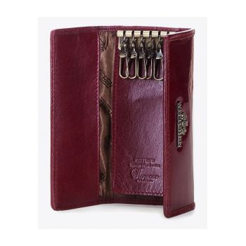 Etui pentru chei -  colectia Florence - 6 carabiniere - piele naturala - 6 -5x13 -5cm - bordo