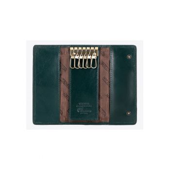 Etui pentru chei -  colectia Florence - 6 carabiniere - piele naturala lacuita - verde - 6 -5x13 -5cm