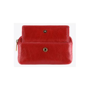 Etui pentru chei din piele -  rosu - cu 2 inele de prindere - dimensiuni 10x15cm