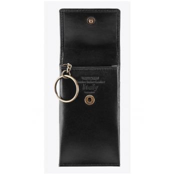 Etui pentru chei  piele naturala - 2 buzunare - 11x6.5cm - negru