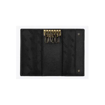 Etui pentru chei  Saffiano - 6 -5x13 -5cm - din piele naturala - negru
