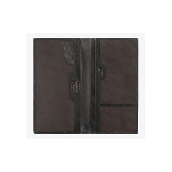 Etui pentru pasaport  piele naturala - 3 compartimente - negru