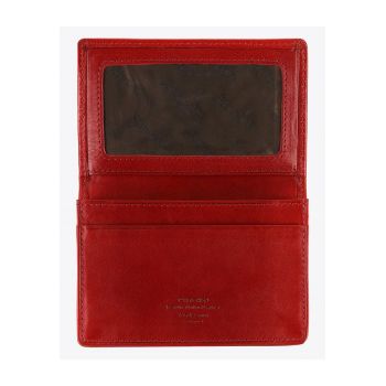 Etui pentru vizit carte -  Arizona - 3 compartimente - piele naturala - rosu - 7 -5x11 -5cm